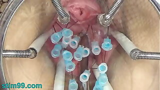 Extreme German BDSM Needles inner Pussy Cervix with the addition of Jugs