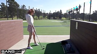 Nadya Nabakova puts her pussy on display up ahead golf course